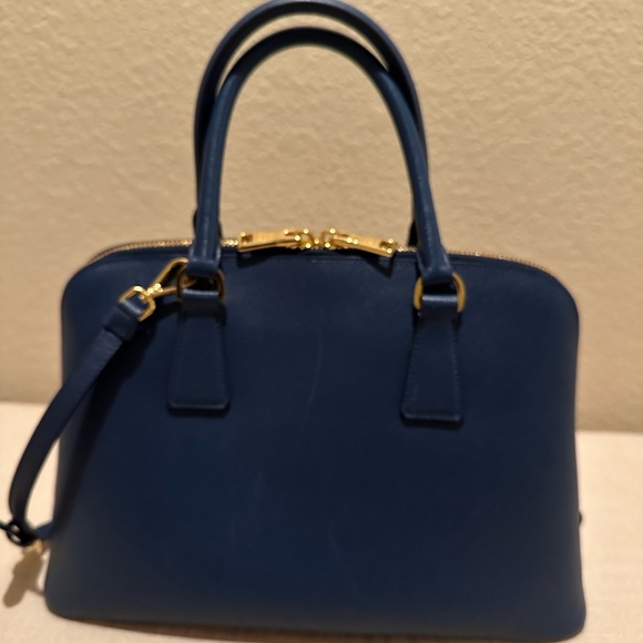 Authentic Classic Prada - blue and gold satchel with removable cross body strap - Picture 2 of 5